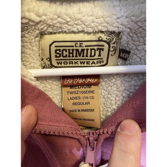 SCHMIDT WORKWEAR Fit for Her Sherpa Lined Zip Jacket Womens 10-12 Pink - Picture 7 of 9